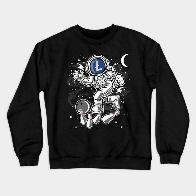 Astronaut Bowling Litecoin LTC Coin To The Moon Crypto Token Cryptocurrency Blockchain Wallet Birthday Gift For Men Women Kids Crewneck Sweatshirt by Thingking About